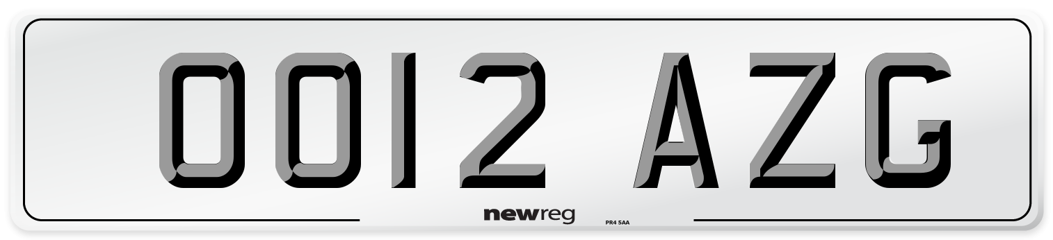 OO12 AZG Number Plate from New Reg